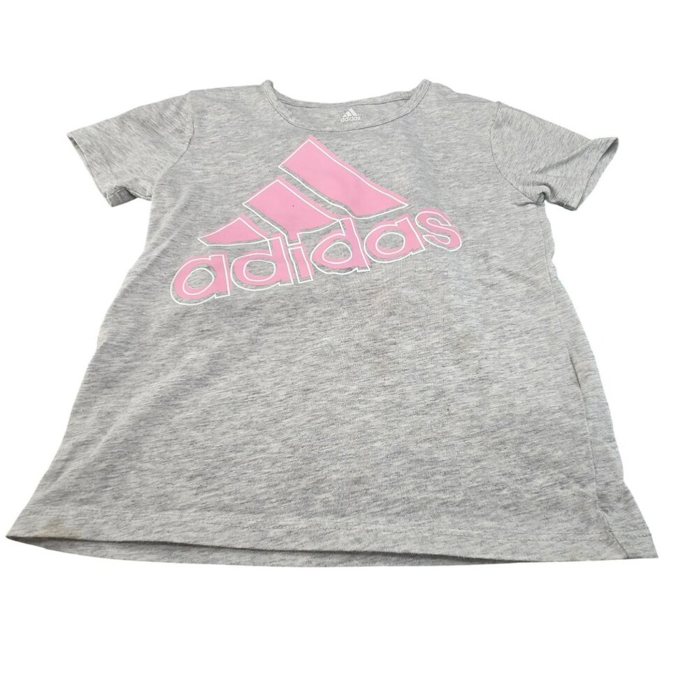 Adidas and Puma Gray T-Shirt Lot Pink Logo Girls Size 4/5 Set JJ3932